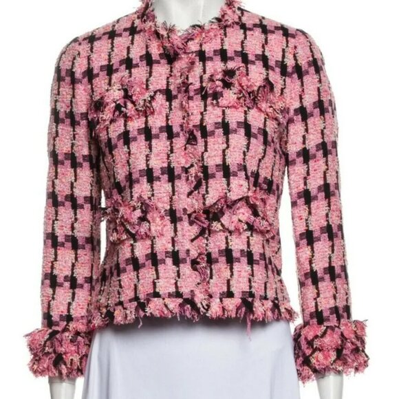Moschino HOUNDTOOTH TWEED JACKET PINK 4 Dynasty Private Circus Fallon Carrington - Picture 8 of 13